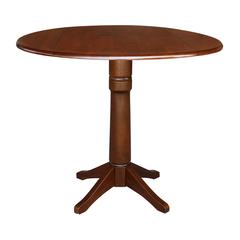 42" Round Dual Drop Leaf Pedestal Table - 36.3"H, Espresso