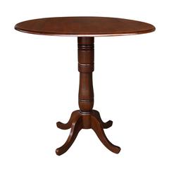 42" Round Dual Drop Leaf Pedestal Table - 41.5"H, Espresso