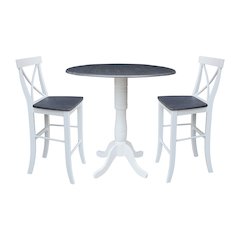 42" Round Pedestal Table with Two Bar Height Stools