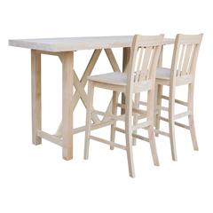 Bar Height Table With 2 Splat Back Bar Stools - 30 in. Seat Height