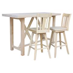Bar Height Table With 2 Spalt Back Swivel Bar Stools - 30 in. Seat Height