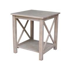 Hampton End Table, Washed Gray Taupe