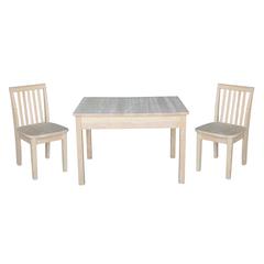 Table With 2 Mission Juvenile Chairs, Unfinished