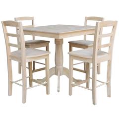 36" x 36" Square Top Pedestal Table  With 4 Counter Height Stools (Set of 5)