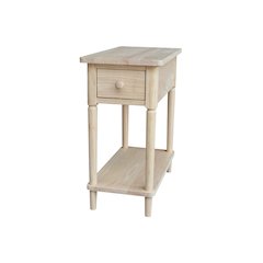 Solid Wood Narrow Side Table, Unfinished