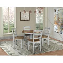 36" Round Top Pedestal Dining Table with 4 Madrid Ladderback Chairs