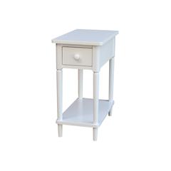 Solid Wood Narrow Side Table in White