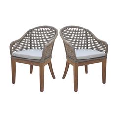 Set of Two Outdoor Teak Patio Dining Chair with Cushions