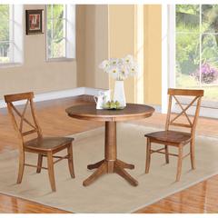36" Round Top Pedestal Table with 2 X-Back Chairs - 3 Piece Set