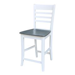 Roma Counter height Stool - 24" Seat Height, White/Heather gray