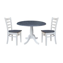 42" Round Top Dual Drop Leaf Pedestal Table with 2 Dining Chairs