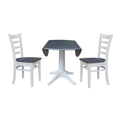 42" Round Top Dual Drop Leaf Pedestal Table with 2 Dining Chairs