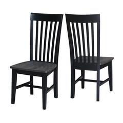 Set of Two Cosmo Tall Mission Chairs, Coal-Black/washed black