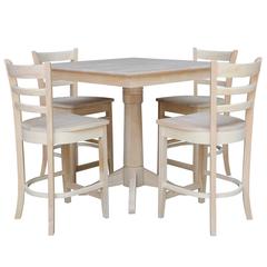 36" x 36" Square Top Pedestal Table  With 4 Counter Height Stools (Set of 5)