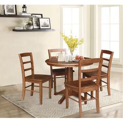 36" Round Top Pedestal Dining Table with 4 Madrid Ladderback Chairs