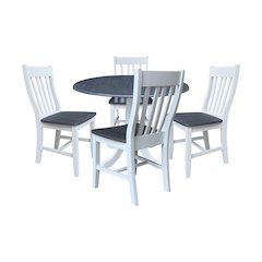 42" Round Top Dual Drop Leaf Pedestal Table with 4 Dining Chairs