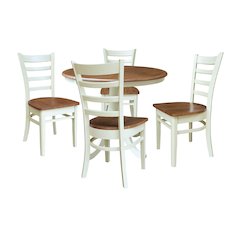 36" Round Top Pedestal Extention Table with 12" Leaf and 4 Dining Chairs