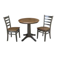 30" Round Top Pedestal Table With 2 Emily Chairs - 3 Piece Set