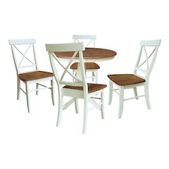 36" Round Top Pedestal Dining Table With 2 Emily Chairs