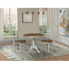 36" Round Top Pedestal Dining Table with 2 Madrid Ladderback Chairs