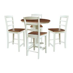 36" Round Extension Table with 4 Counter Height Stools