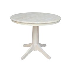 36" Round Top Pedestal Table With 12" Leaf - 30.1"H - Dining Height