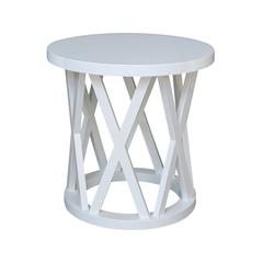 Round Ceylon End Table, White