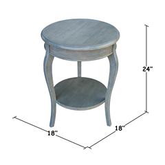 Cambria Round End Table, Heather grey-antique washed