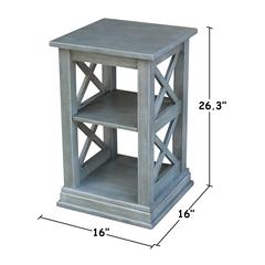 Hampton Accent Table with Shelves, Heather grey-antique washed
