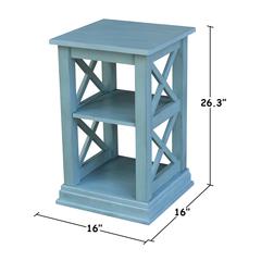 Hampton Accent Table with Shelves, Ocean blue - antique rubbed