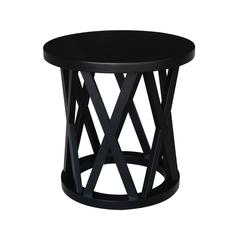 Round Ceylon End Table, Black