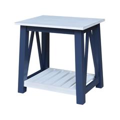 Surrey End Table, Blue/antiqued chalk