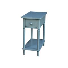 Solid Wood Narrow Side Table in Antique Rubbed Ocean Blue