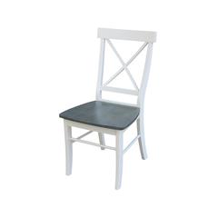 X-Back Chair - with Solid Wood Seat , White/Heather Gray