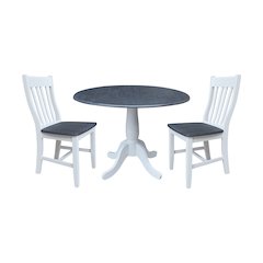 42" Round Top Dual Drop Leaf Pedestal Table with 2 Dining Chairs
