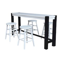 Solid Wood Tall Accent Table with 4 Counter Height Stools