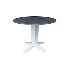 42" Solid Wood Round Dual Drop Leaf Dining Pedestal Table - 30.3"High