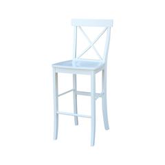 X-Back Bar height Stool - 30" Seat Height, White