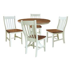 36" Round Extension Dining Table With 4 Cafe Dining Chairs