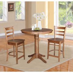 36" Round Top Pedestal Table with 2 Emily Counter Height Stools - 3 Piece Set