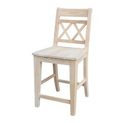 Canyon Collection Counter height Double X-Back  Stool - 24" Seat Height, Unfinished