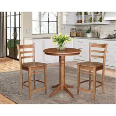30" Round Top Pedestal Table with 2 Emily Counter Height Stools - 3 Piece Set