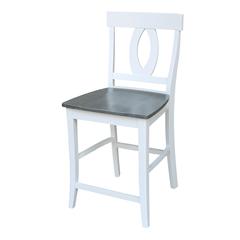 Verona Counter height Stool - 24" Seat Height, White/Heather gray