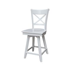 Charlotte Counter Height Stool with 24 in. H Swivel Seat in White