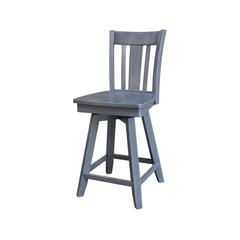 San Remo Counter Height Stool with 24 in. H Swivel Seat in Heather Gray