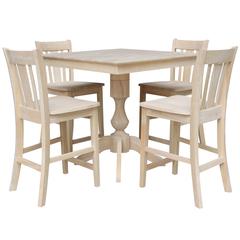 36" x 36" Square Top Pedestal Table  With 4 Counter Height Stools (Set of 5)