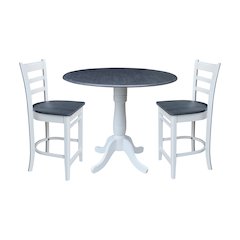 42" Round Pedestal Table with Two Counter Height Stools