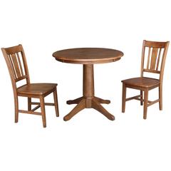 30" Round Top Pedestal Table with 2 San Remo Chairs - 3 Piece Set