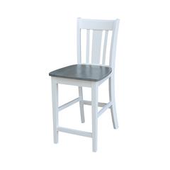 San Remo Counterheight Stool - 24" Seat Height, White/Heather Gray