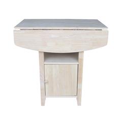 Dual Drop Leaf Bistro Table - Bar Height - With Storage, Unfinished